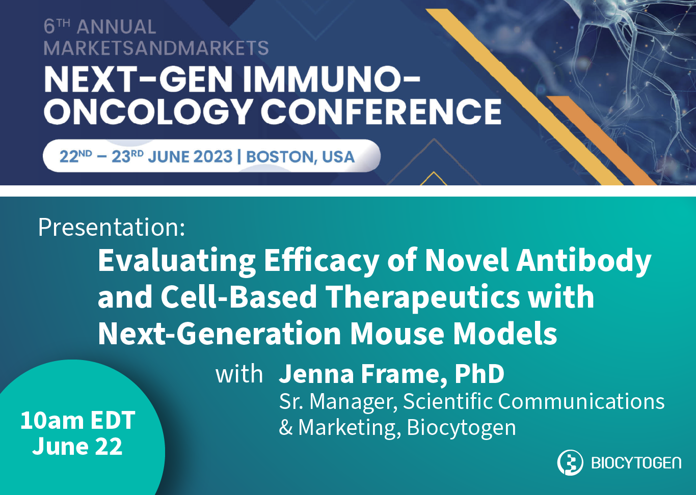 Join us at the 6th Annual Next-Gen Immuno-Oncology: June 22-23