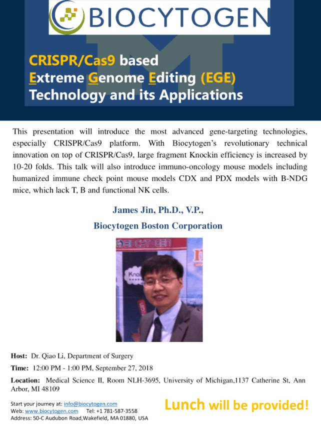 Biocytogen Seminar at University of Michigan