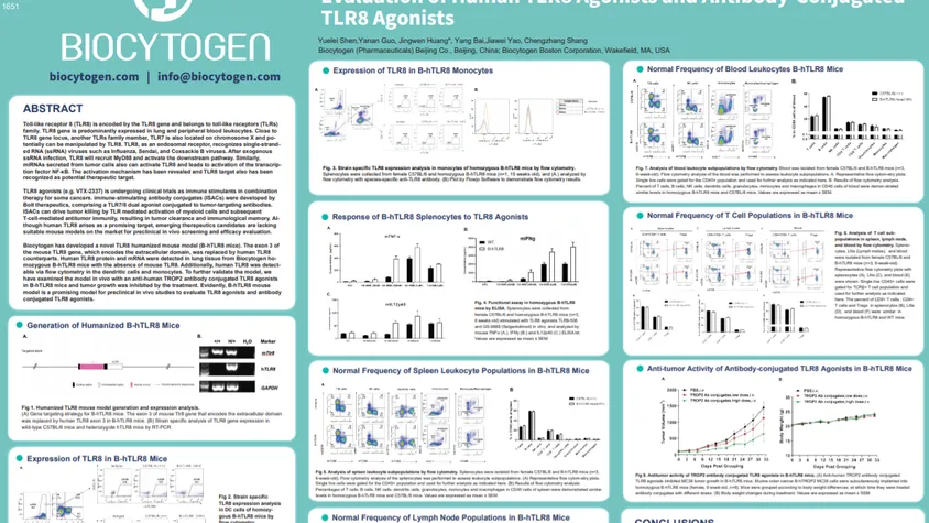 AACR 2022: Generation of a Novel Humanized TLR8 Mouse Model for the Evaluation of Human TLR8 Agonists and Antibody-Conjugated TLR8 Agonists