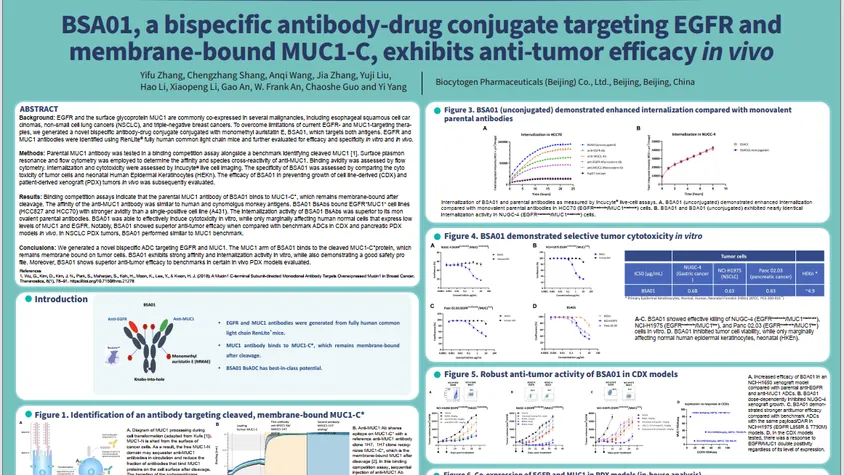 SITC 2023: BSA01, a Bispecific Antibody-drug Conjugate Targeting EGFR and Membrane-bound MUC1-C, Exhibits Anti-tumor Efficacy In Vivo Efficacy Against Triple-negative Breast Cancer Xenografts