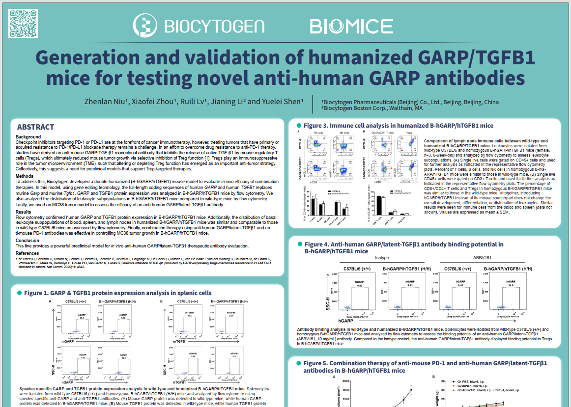 SITC 2023: Generation and Validation of Humanized GARP/TGFB1 Mice for Testing Novel Anti-human GARP Antibodies