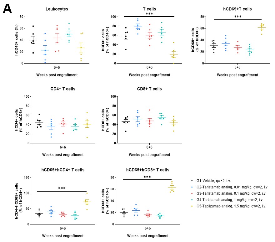 Spleen immune cell composition in treated B-NDG MHCI.II DKO mice