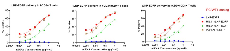 C7-LNP EGFP mRNA delivery to T cells