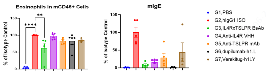 IL4xTSLP bispecific antibody in vivo efficacy