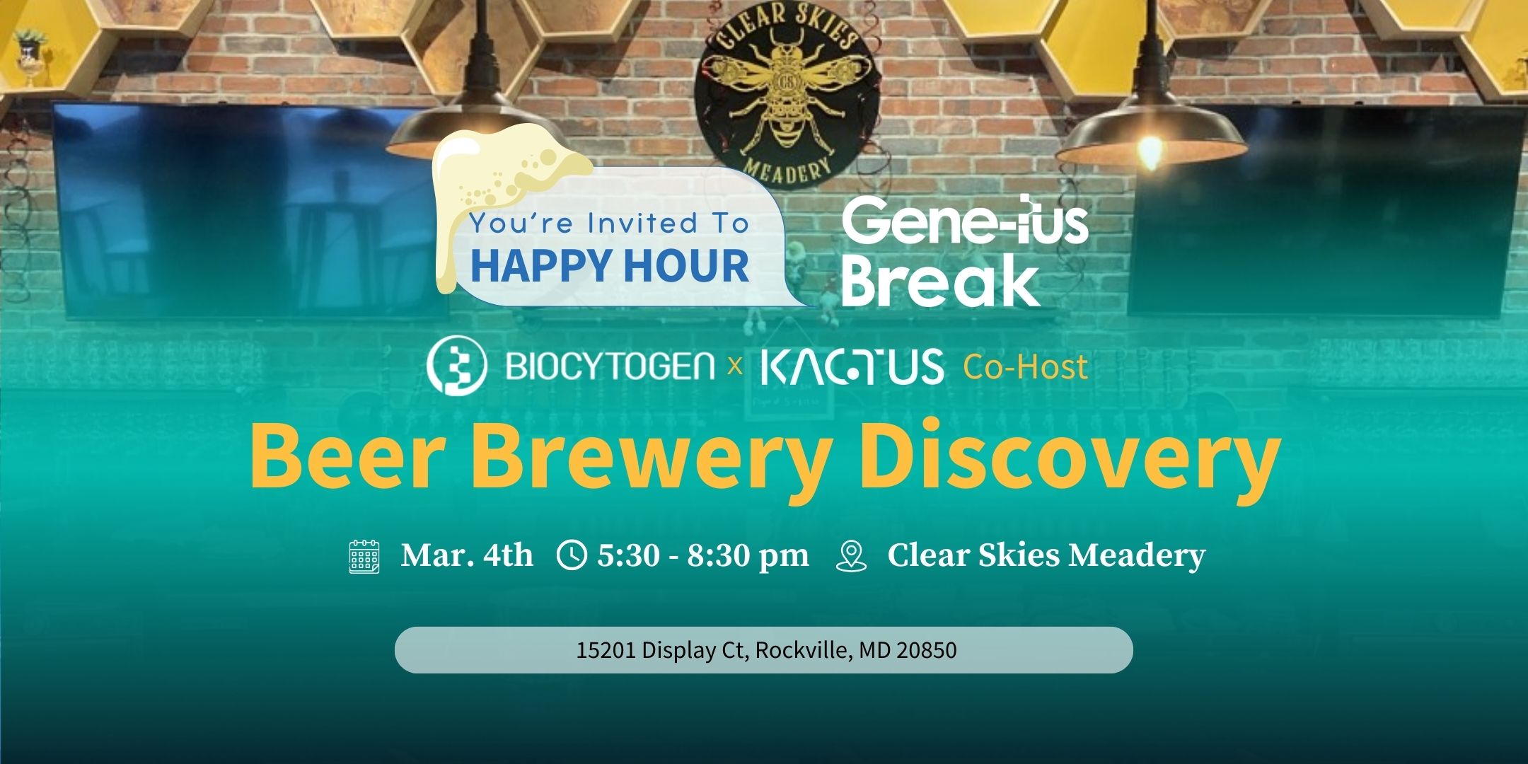 Join BIOCYTOGEN at Gene-ius Break Maryland with Kactus