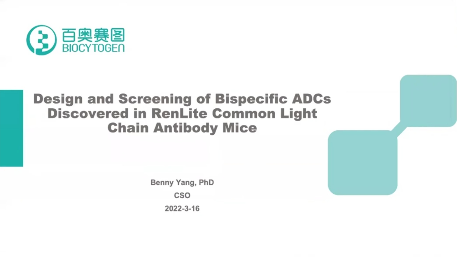 Bispecific ADCs Discovered in RenLite Common Light Chain Antibody Mice