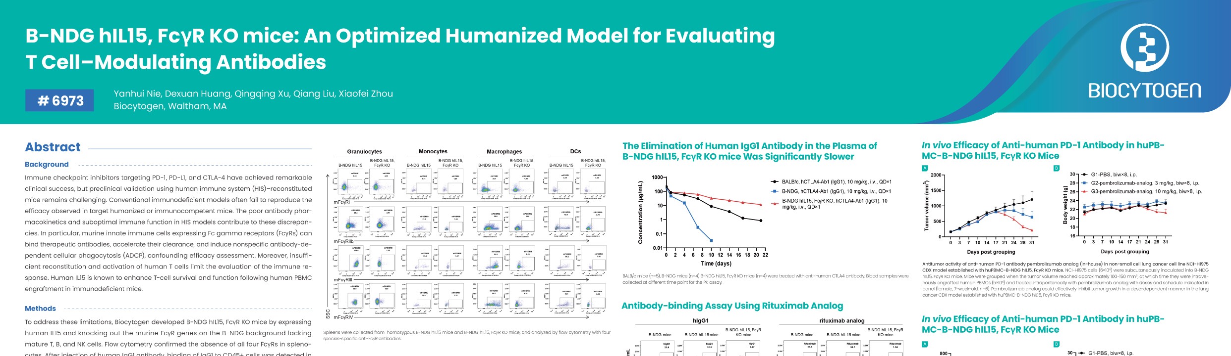 AACR 2026: B-NDG hIL15, Fc&gamma;R KO mice: An Optimized Humanized Model for Evaluating T Cell&ndash;Modulating Antibodies