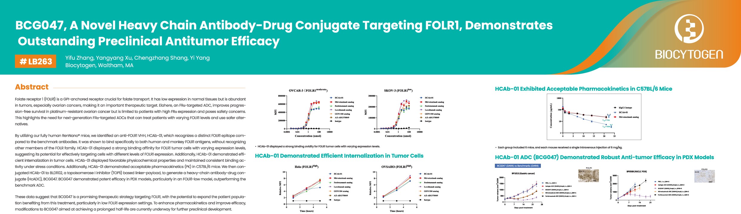 AACR 2026: BCG047, A Novel Heavy Chain Antibody-Drug Conjugate Targeting FOLR1, Demonstrates Outstanding Preclinical Antitumor Efficacy