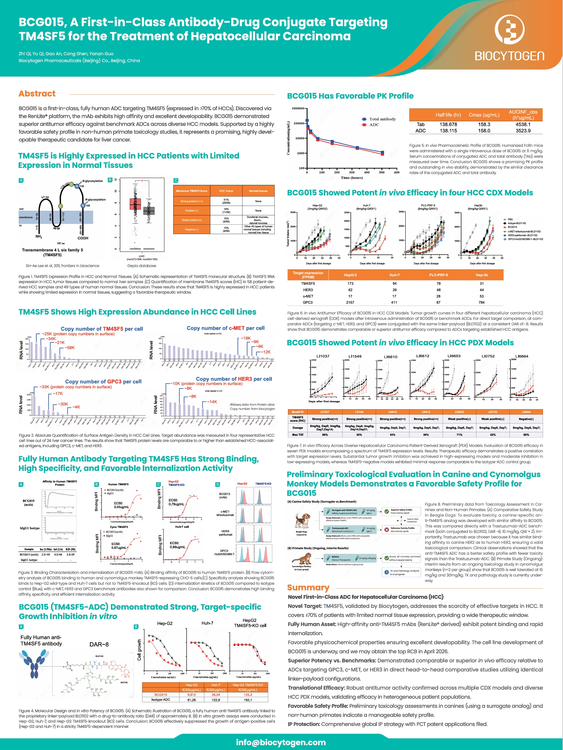 PEGS Boston 2026: BCG015: A First-in-Class Antibody-Drug Conjugate Targeting TM4SF5 for the Treatment of Hepatocellular Carcinoma