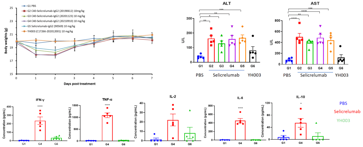 Toxicological profiles of Selicrelumab (analog) in B-hCD40 mice
